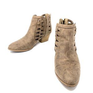 Qupid Caged Leather Booties Sz 7 Western Boho